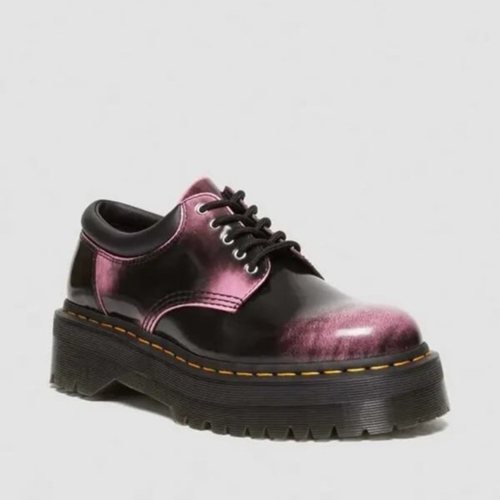 New Dr Martens 8053 Distressed Leather Platform Shoes pink black ombré leather 9